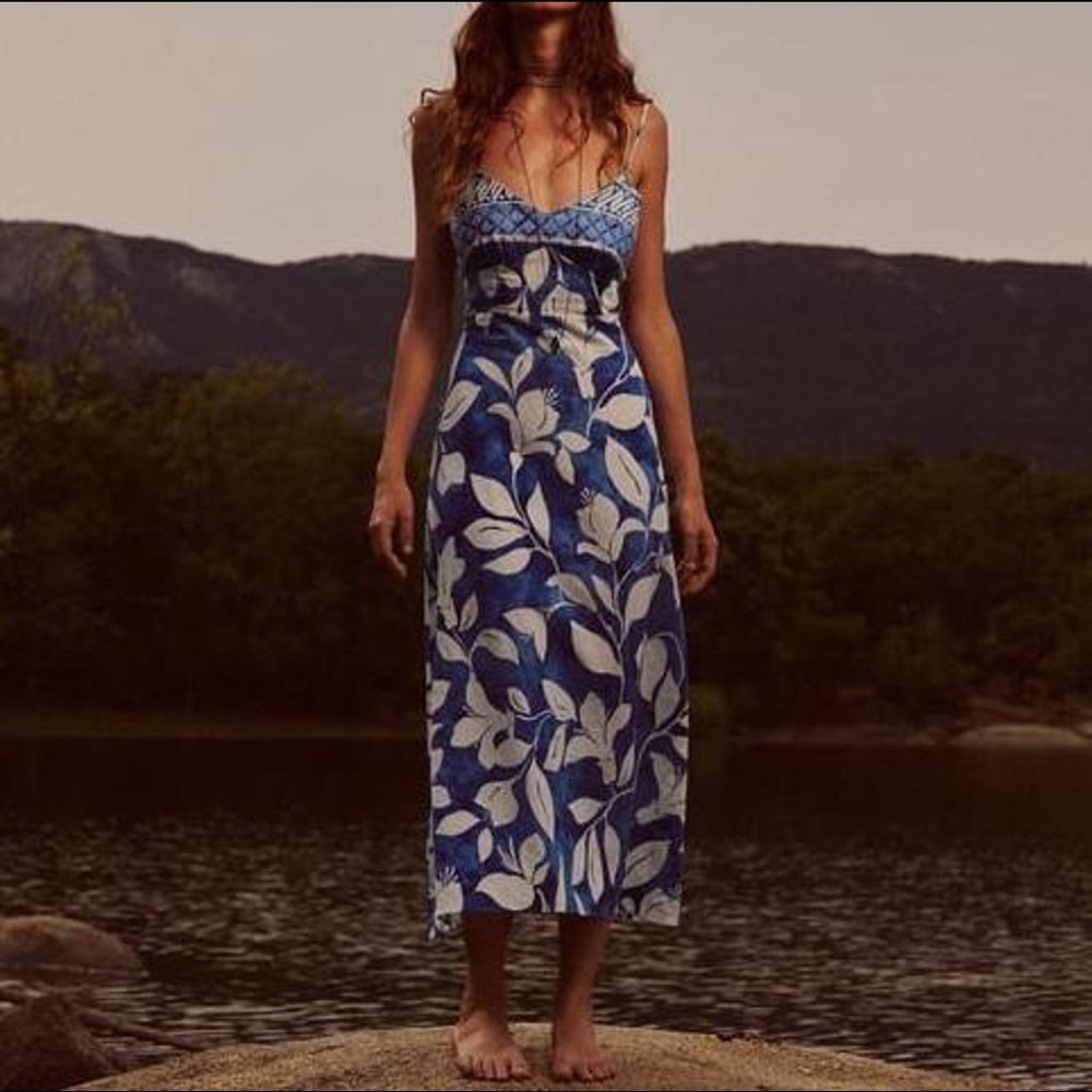 Zara Linen Blend Printed Dress
